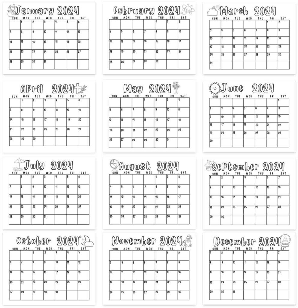 Free printable calendar for kids