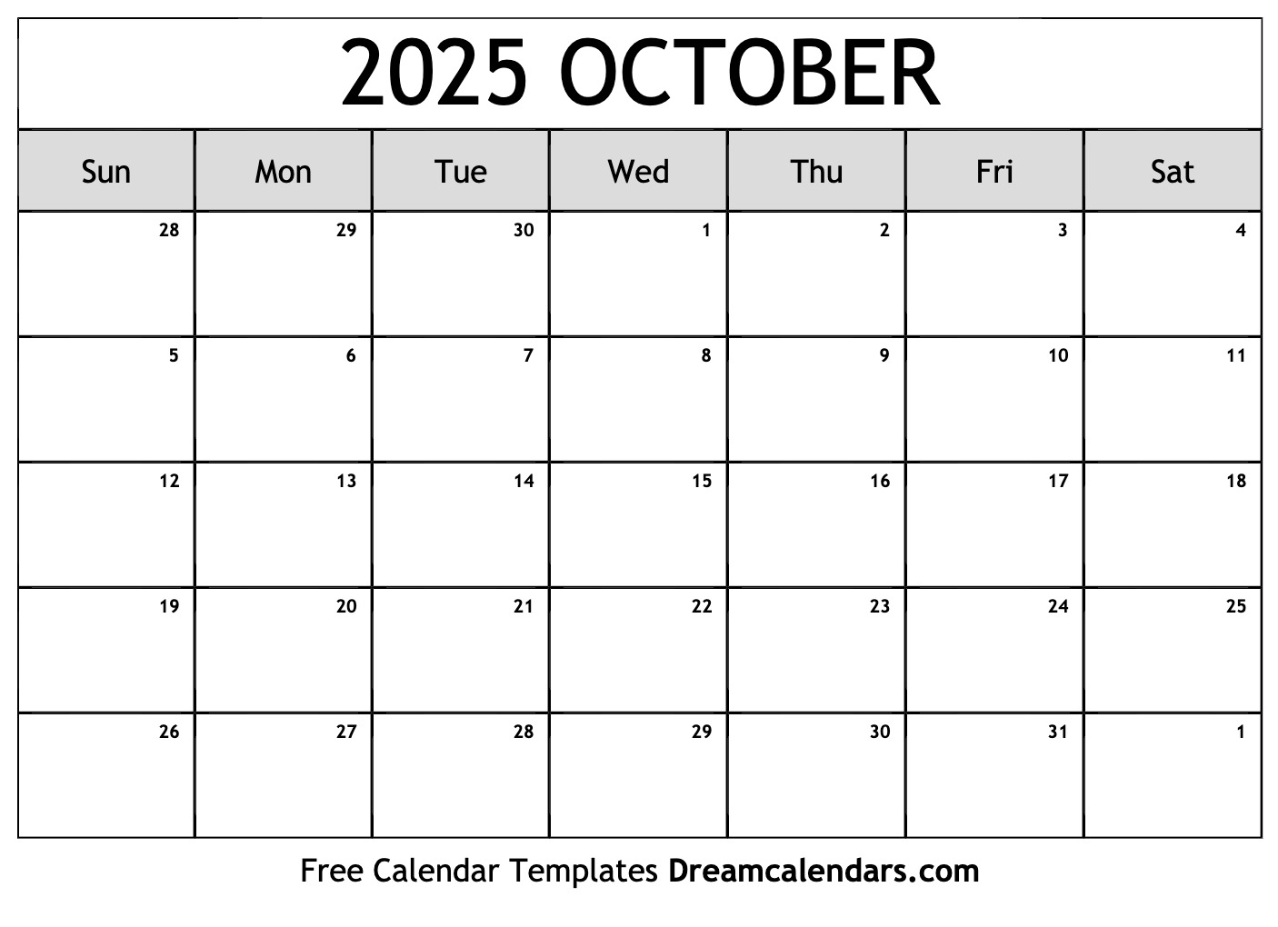 October calendar free blank printable with holidays