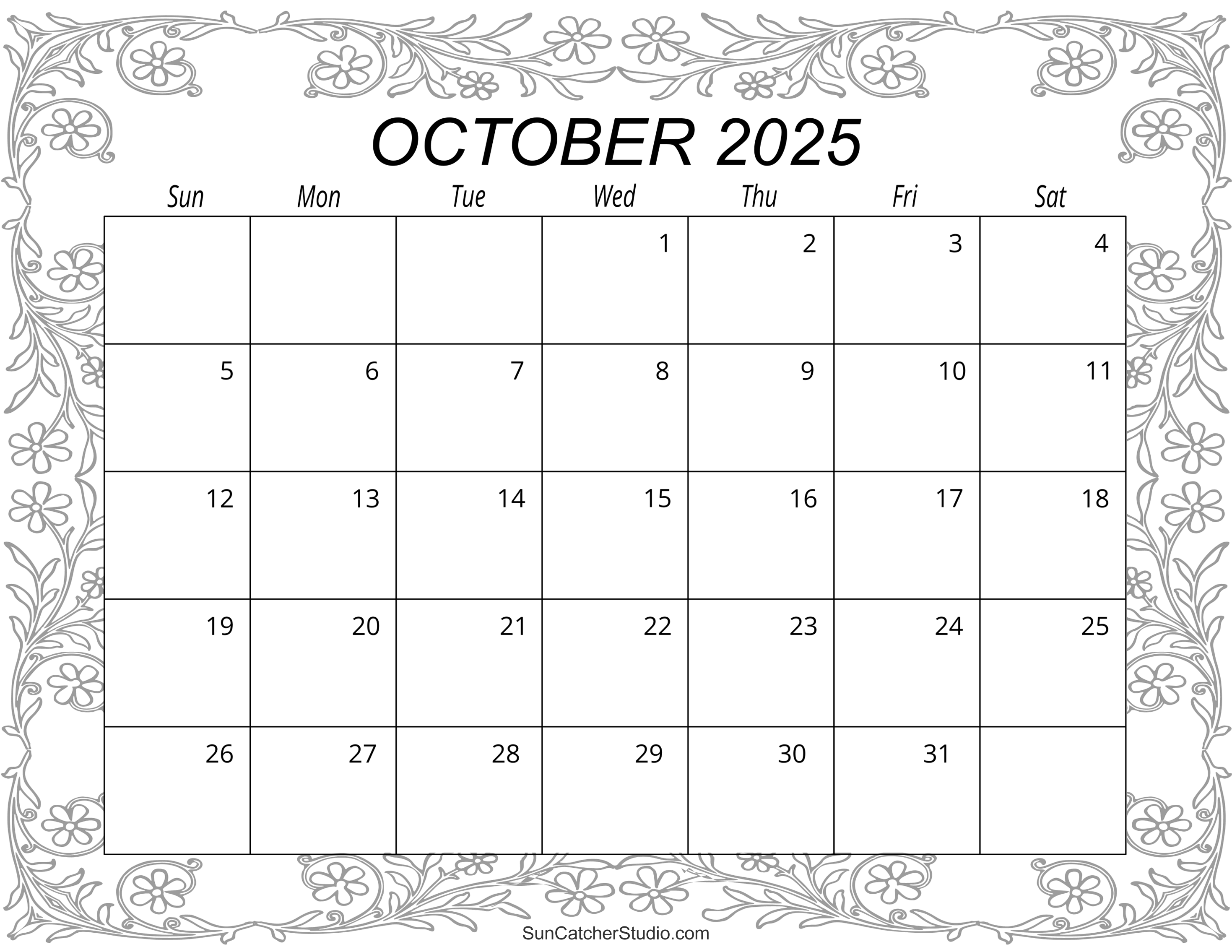 October calendar free printable â diy projects patterns monograms designs templates