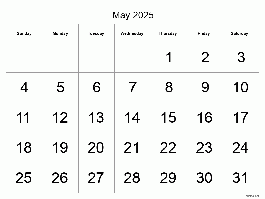 Printable may calendar