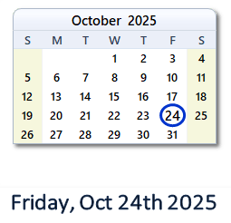 October calendar with holidays count down