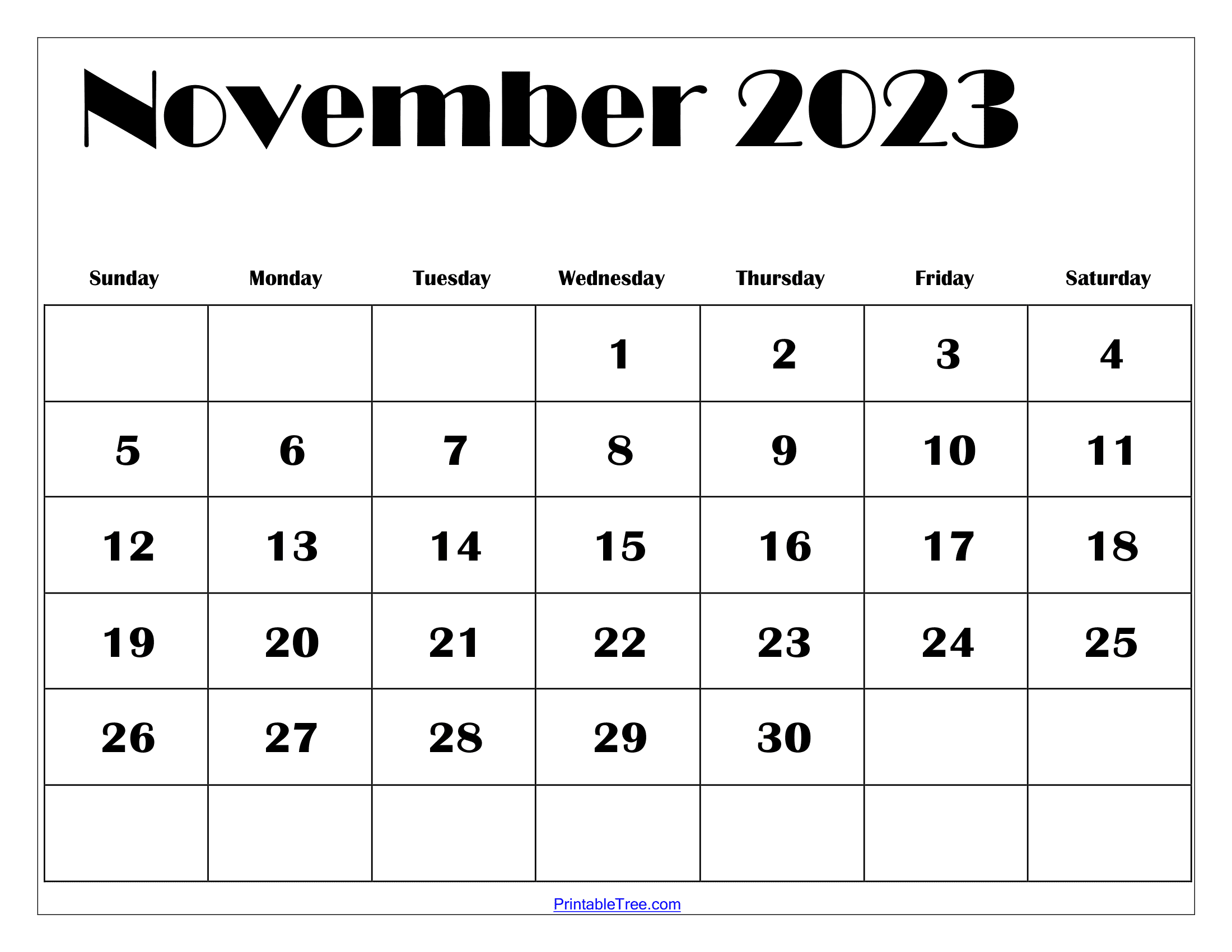 Free november calendar printable pdf with holidays templates