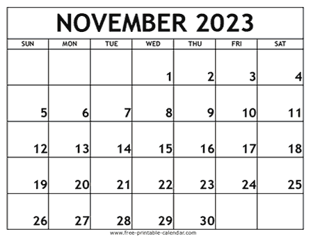 November calendar template