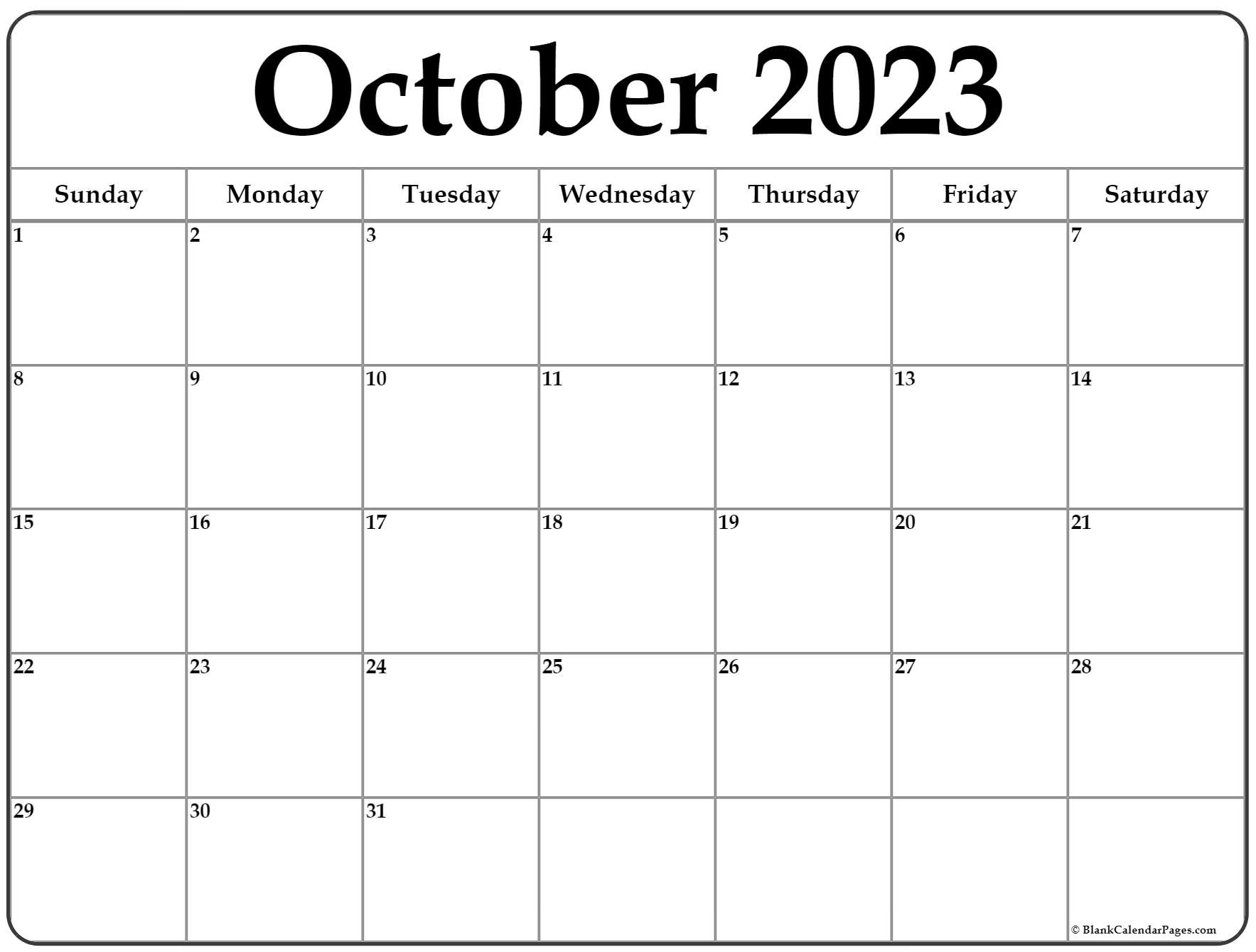 October calendar free printable calendar