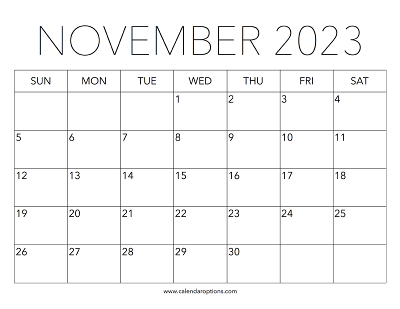 Printable november calendar â calendar options