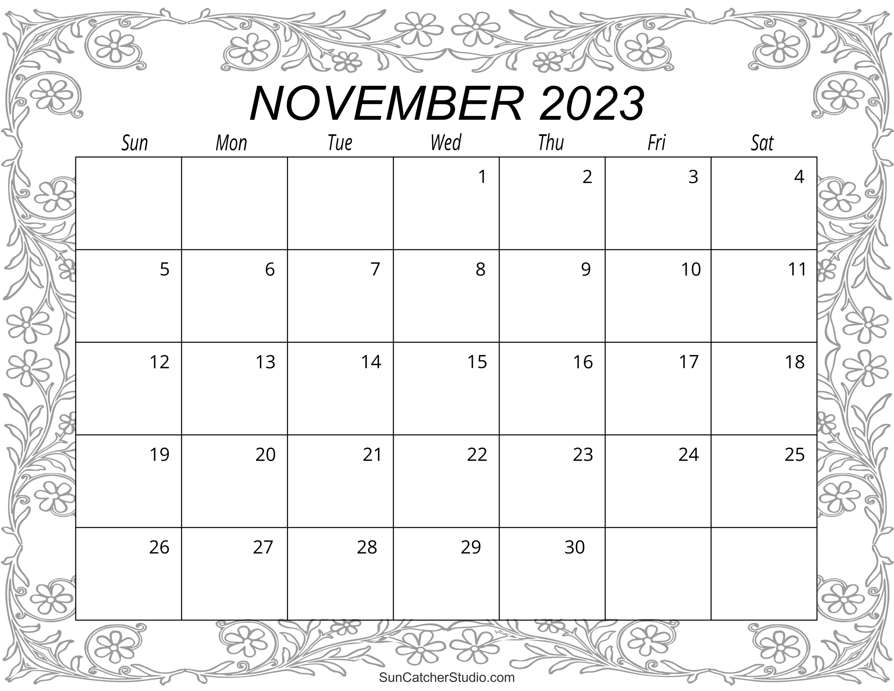 November calendar free printable â diy projects patterns monograms designs templates