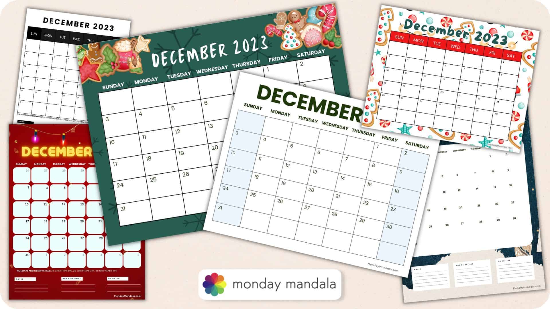 December calendar free pdf printables