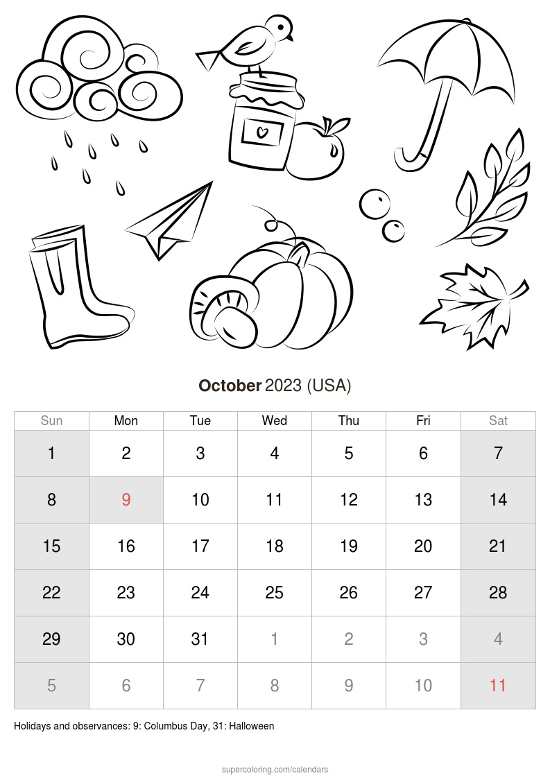 October calendar