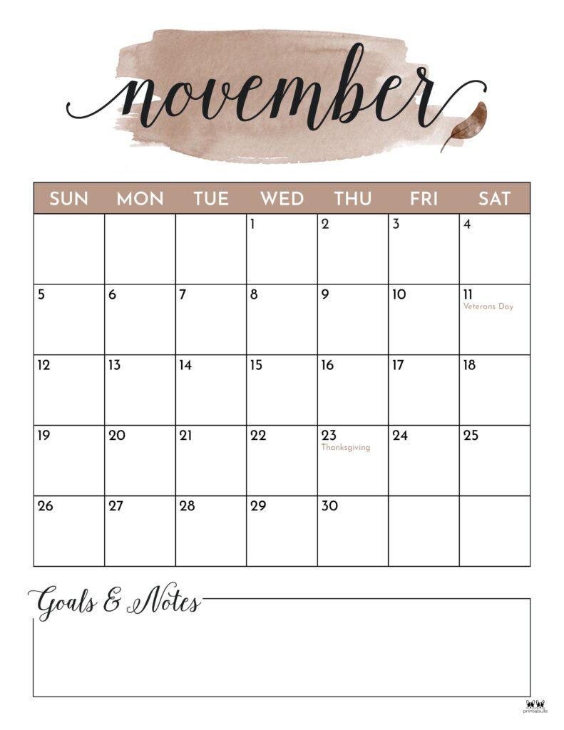 November calendars