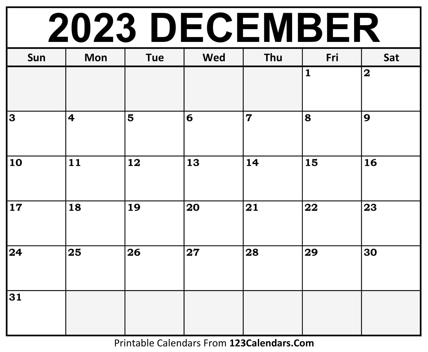 Printable december calendar templates