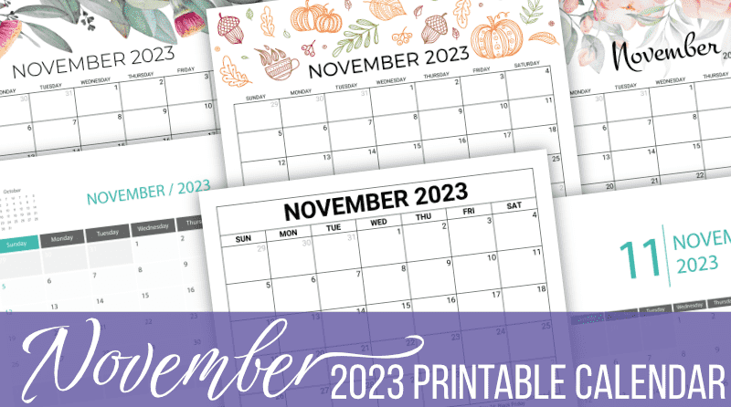 November calendar free printable with holidays