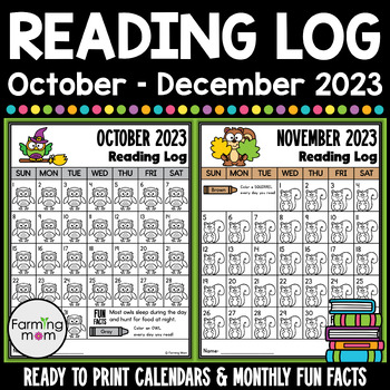 December reading log fall coloring pages calendar by farming mom