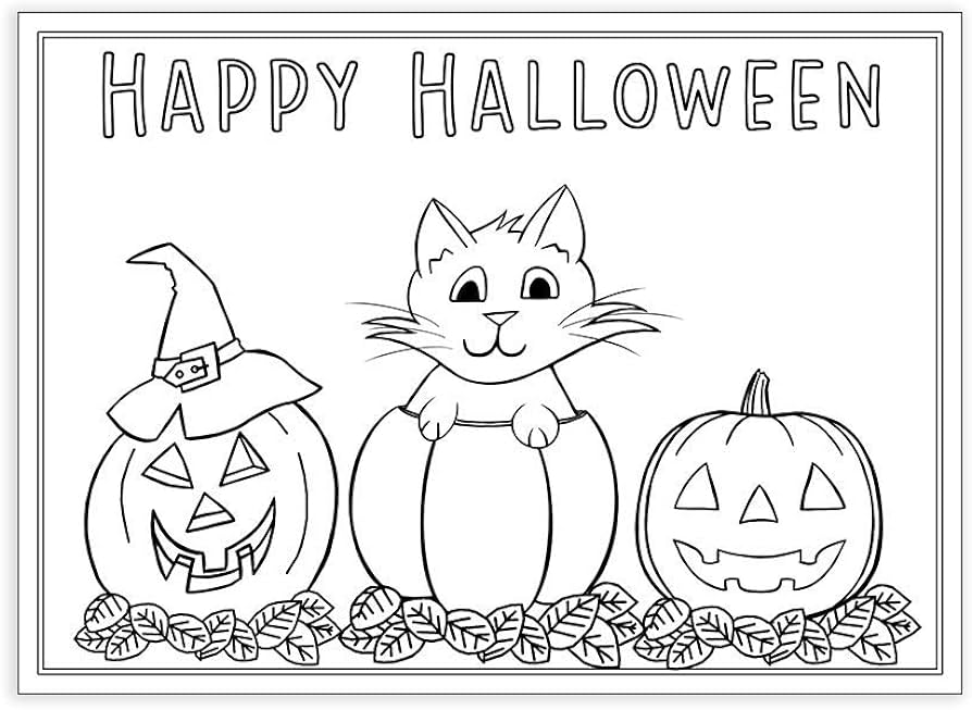 The invite lady halloween coloring cards fall harvest autumn pumpkin october assortment flat coloring pages assorted printed cards count office products