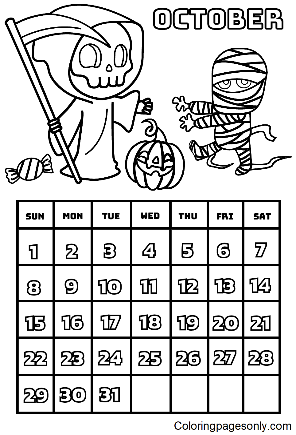 Calendar coloring pages printable for free download