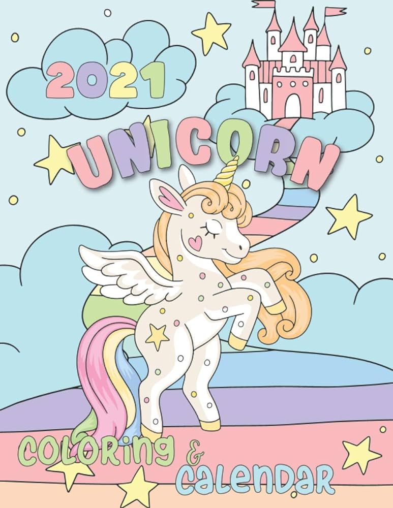 Unicorn coloring lendar month page start january