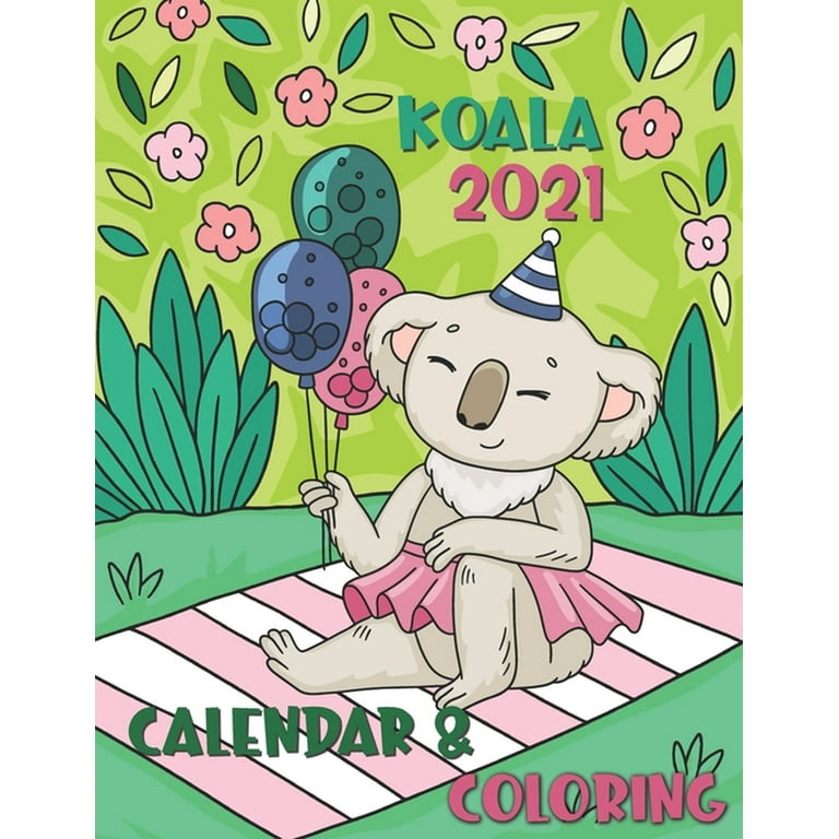 Koala coloring calendar month page start january