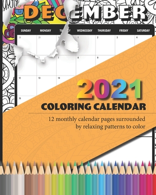 Coloring calendar monthly calendar pages surrounded by relaxing patterns to color