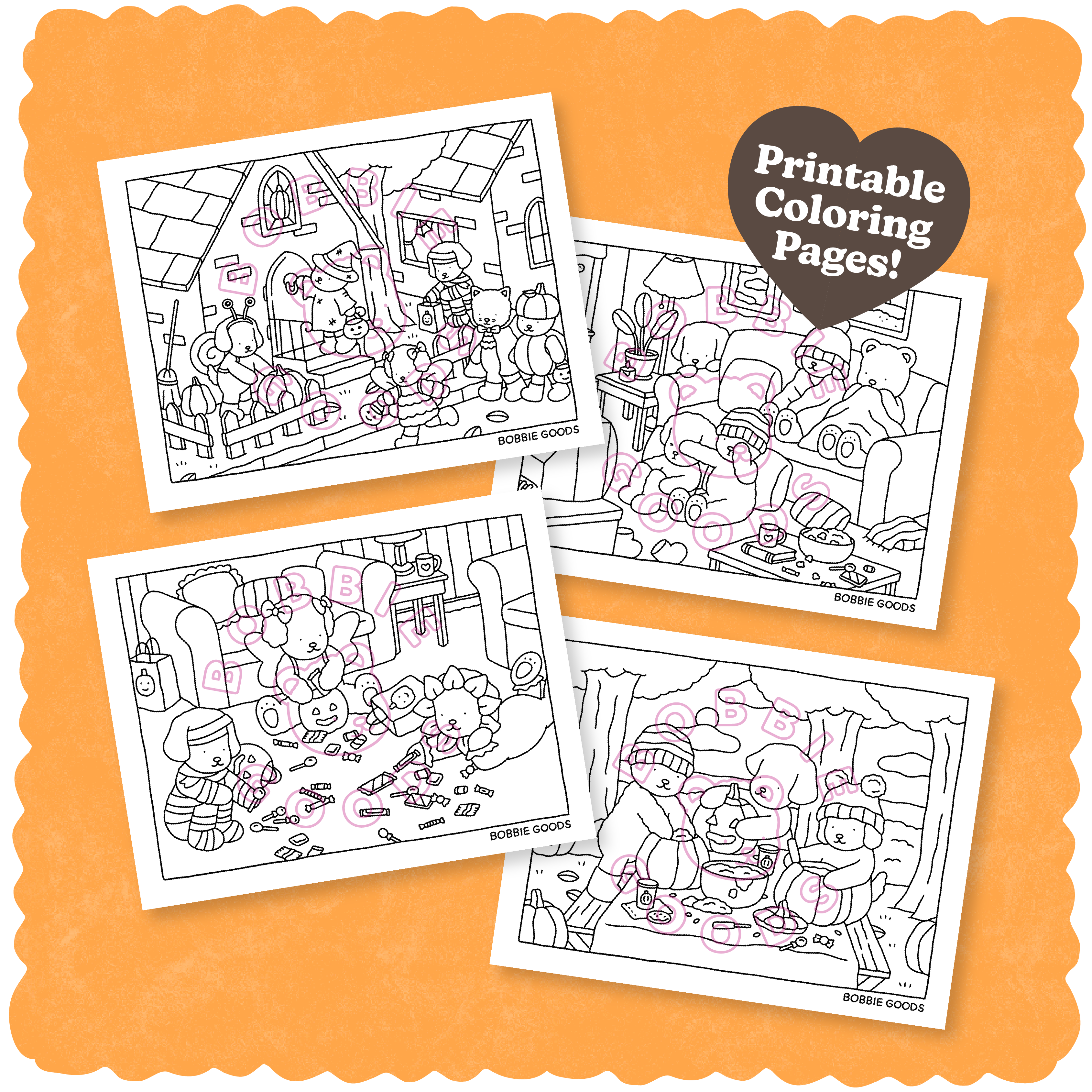 Digital download â october coloring pages â bobbie goods