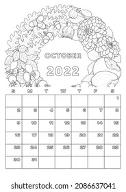 Calendar october calendar coloring stock illustration