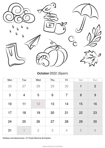 October calendar