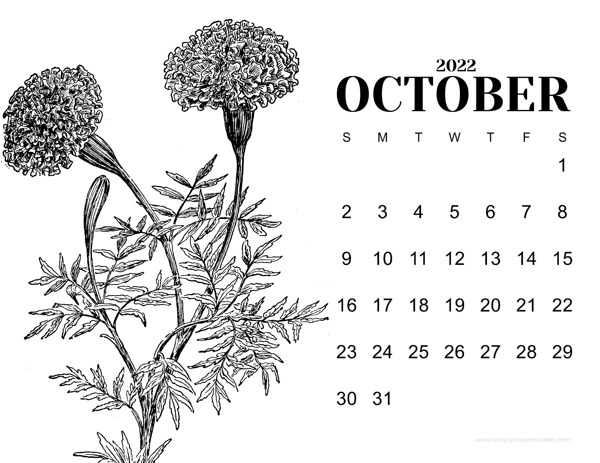 Free printable october calendars simply love printables