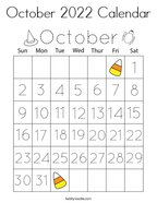 My october calendar coloring page