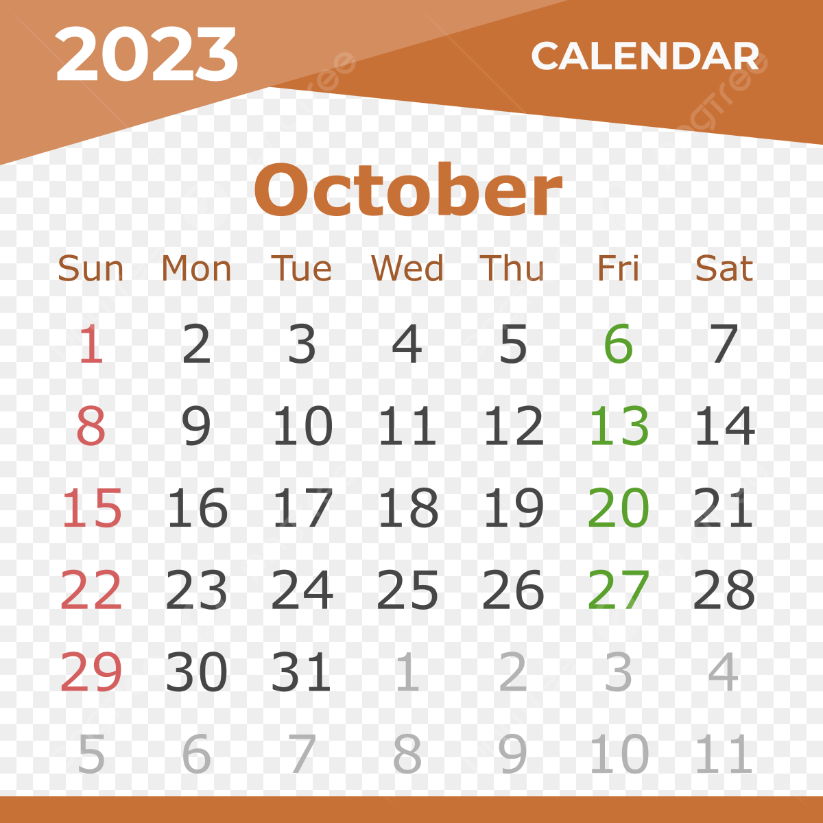 Year calendar vector hd images calendar year october brown color calendar october png image for free download