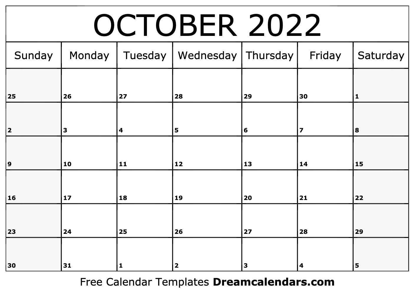 October calendar free blank printable with holidays