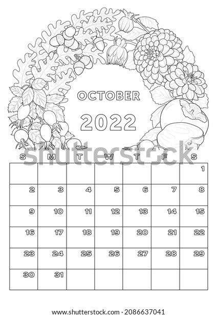 Calendar october calendar coloring stock illustration