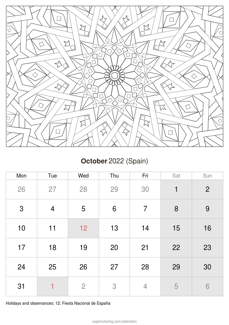 October calendar