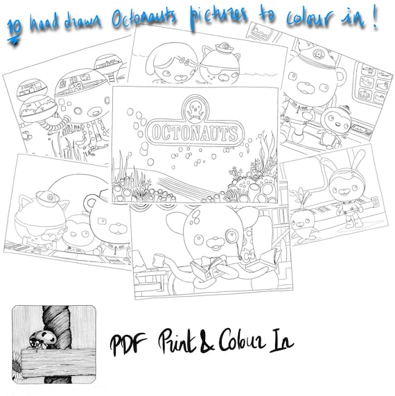 Instant download hand drawn octonauts illustrations for colouring in instant download