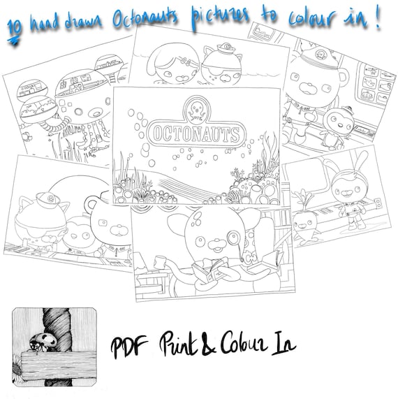 Instant download hand drawn octonauts illustrations for colouring in