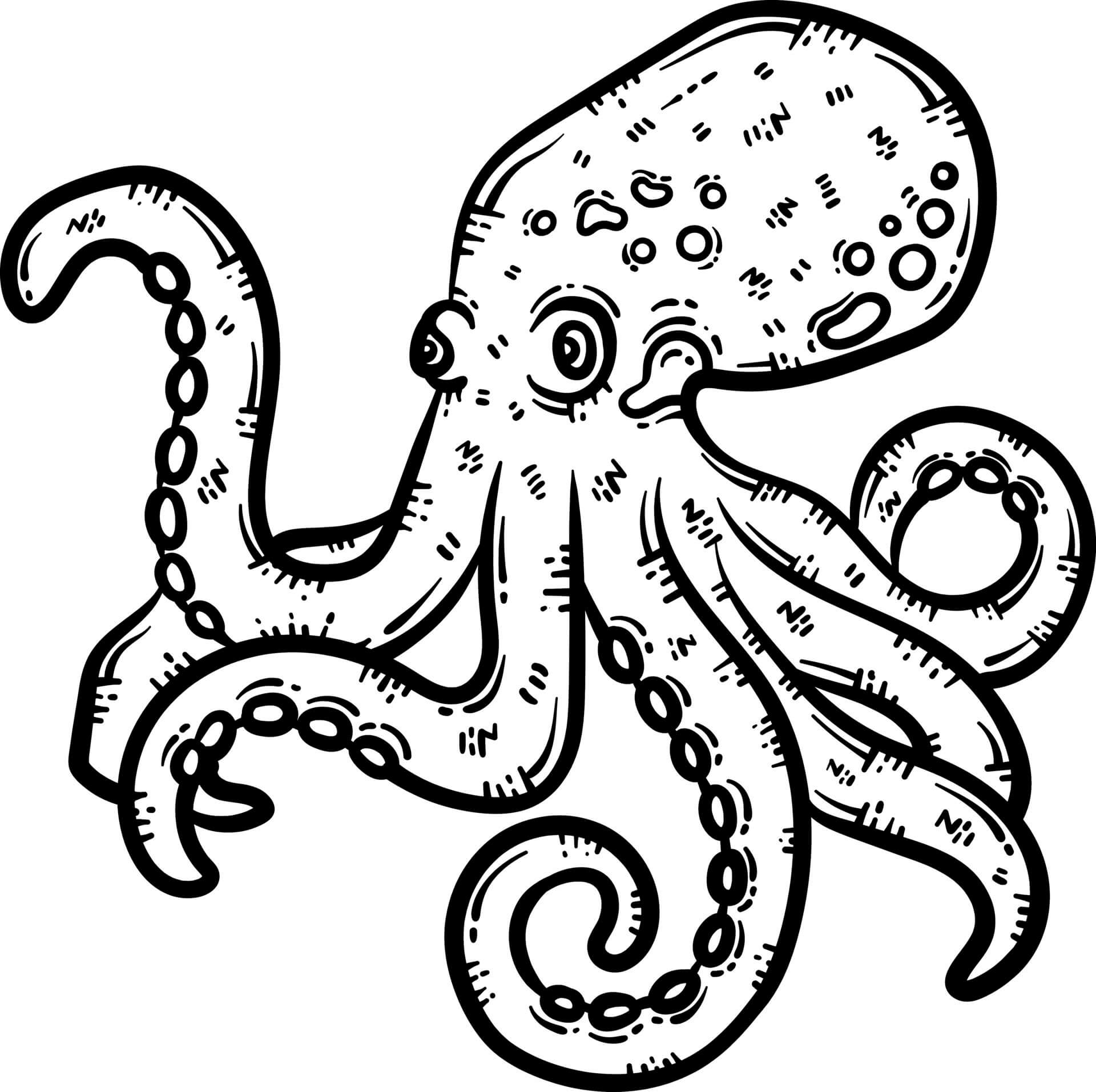 Drawing octopus coloring page