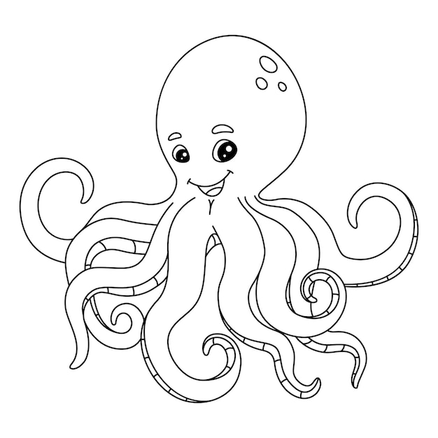 Premium vector octopus coloring page isolated for kids