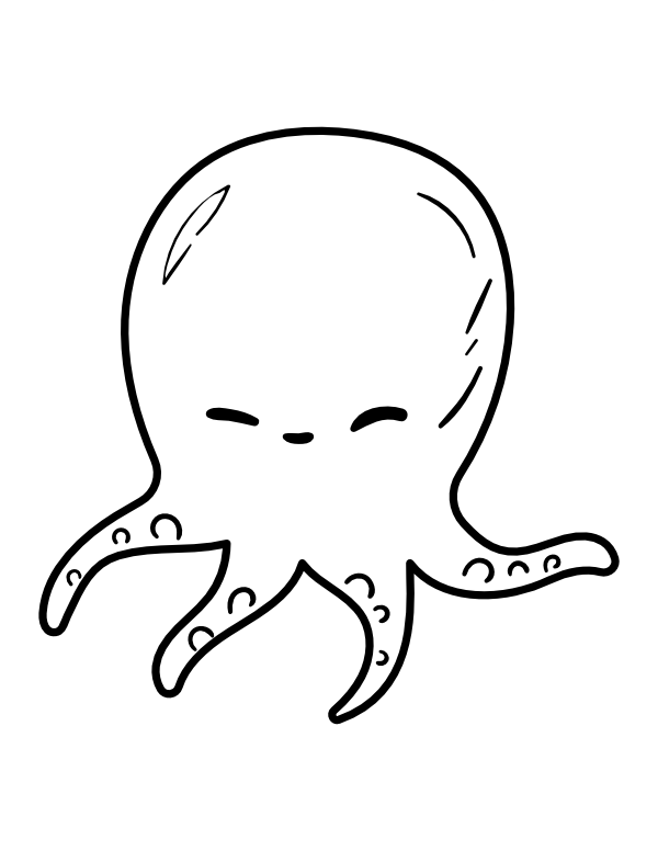 Printable kawaii octopus coloring page