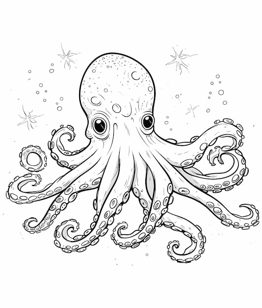 Premium vector vector cartoon octopus coloring page for kids