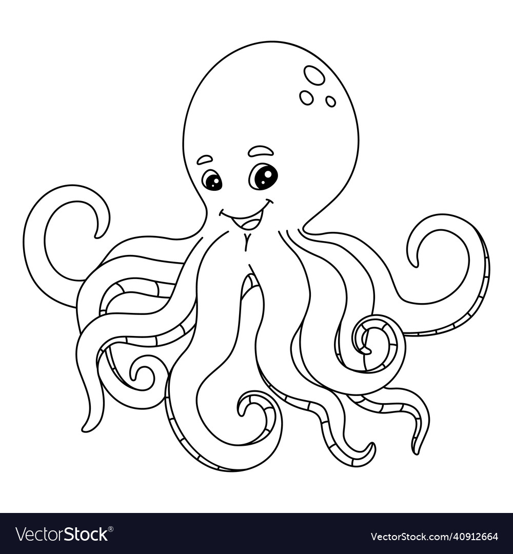 Octopus coloring page isolated for kids royalty free vector