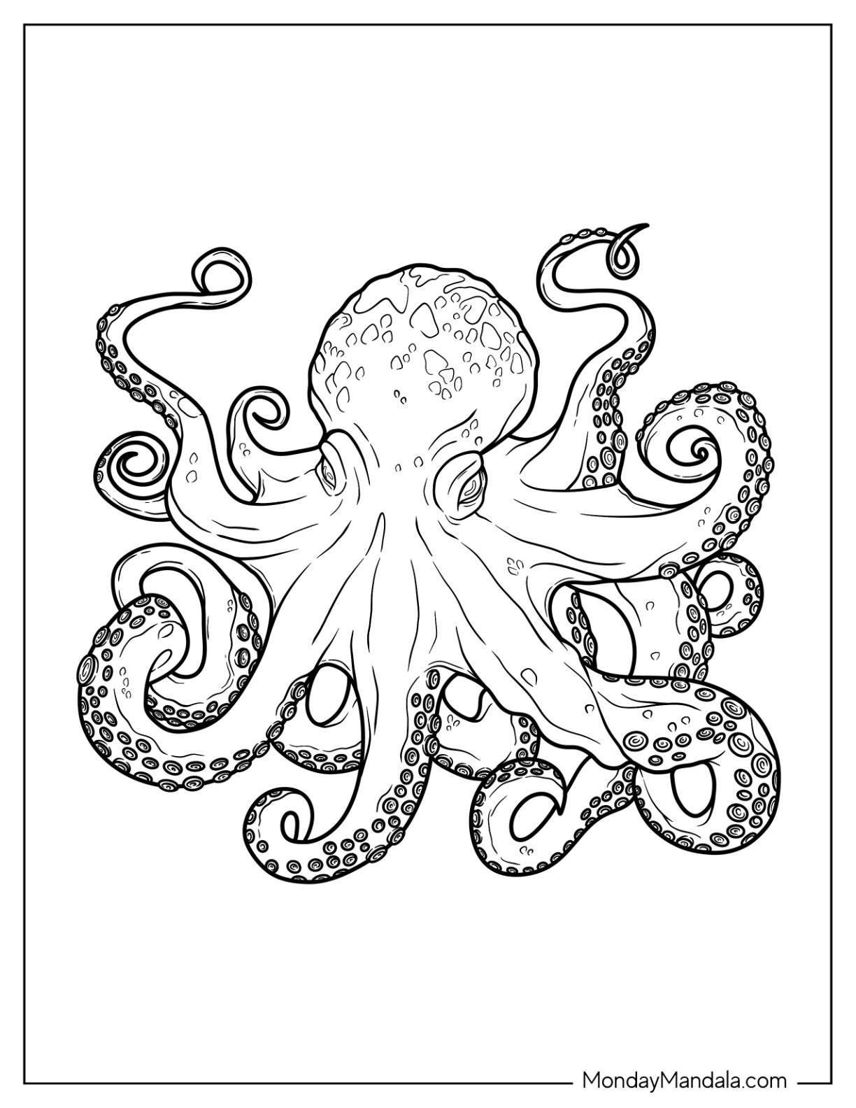 Octopus coloring pages free pdf printables