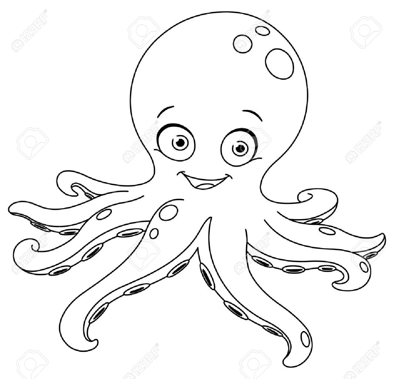 Outlined octopus coloring page royalty free svg cliparts vectors and stock illustration image