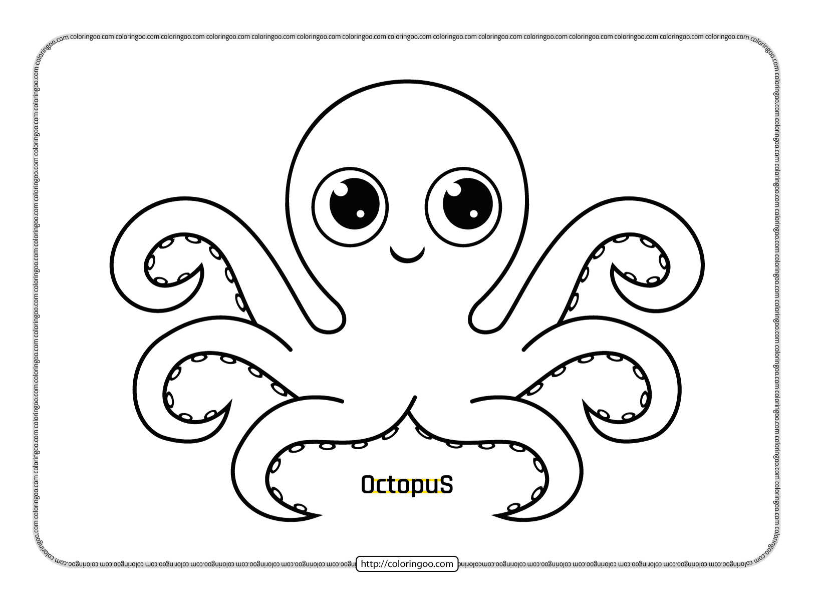 Cute kawaii animal baby octopus coloring page octopus coloring page cute kawaii animals baby octopus