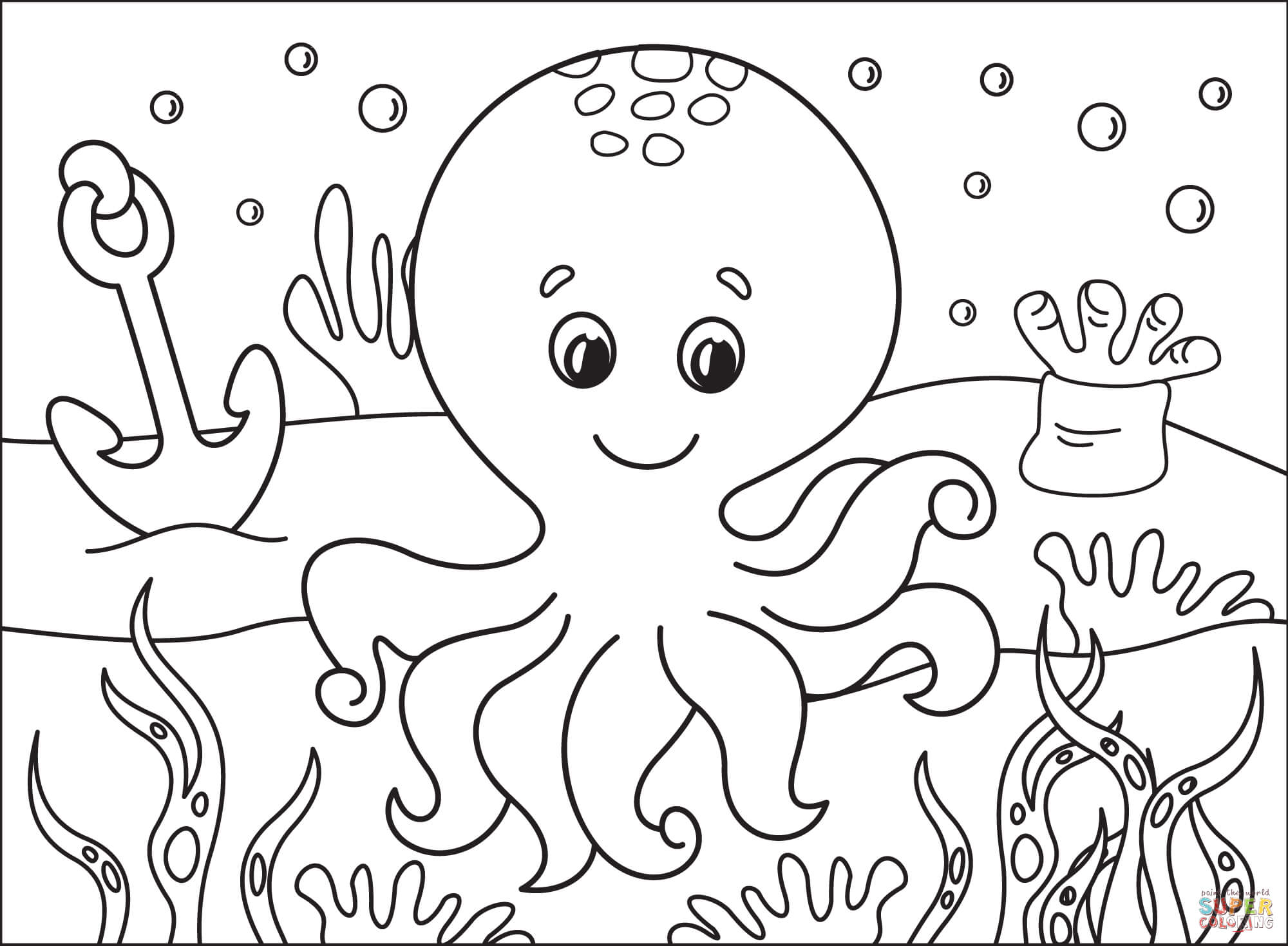 Octopus coloring page free printable coloring pages