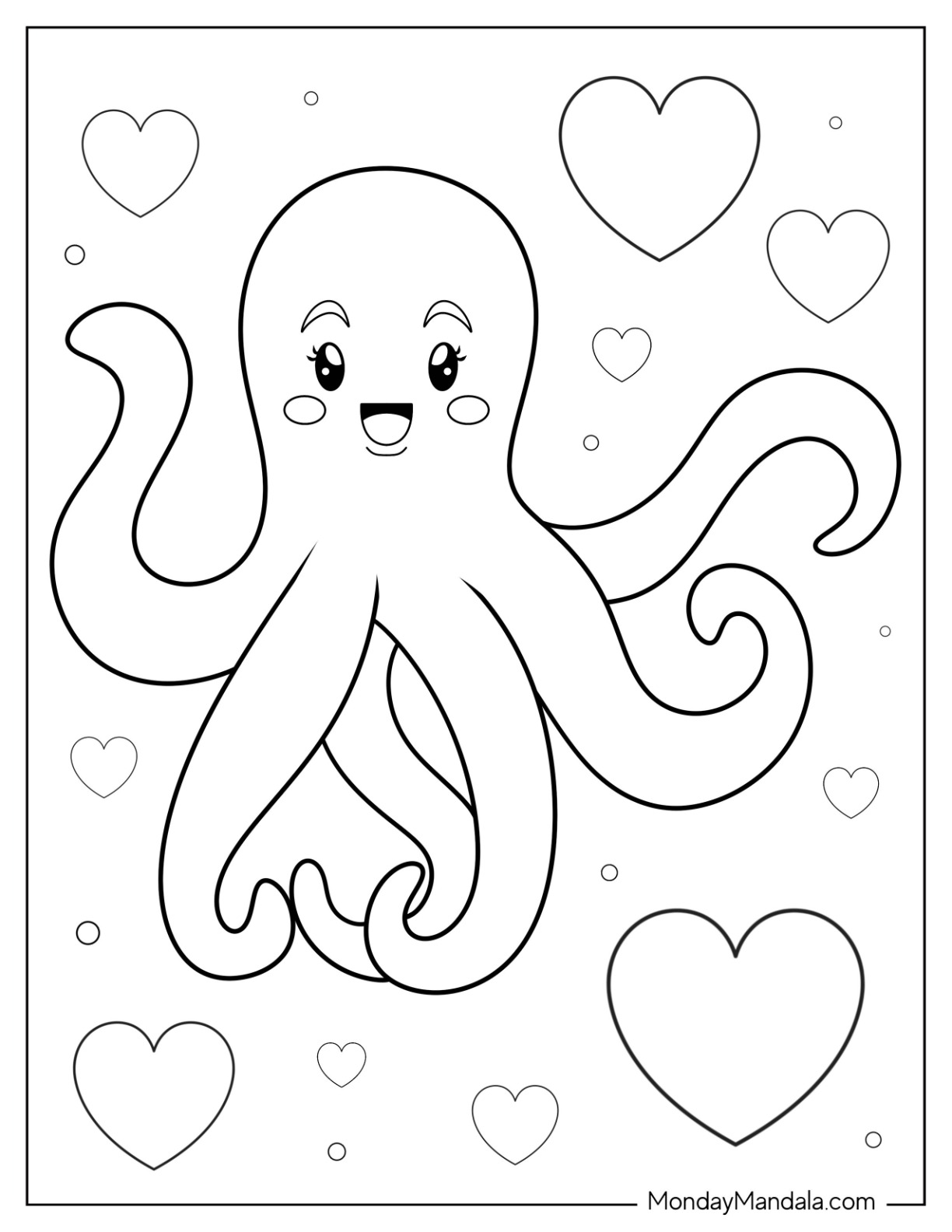 Octopus coloring pages free pdf printables