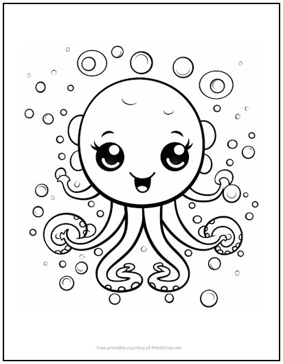 Kawaii octopus coloring page print it free