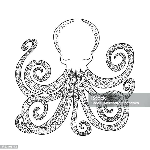 Octopus coloring page stock illustration