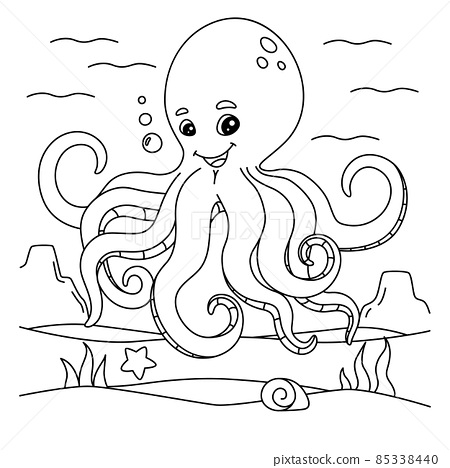 Octopus coloring page for kids