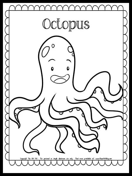 Octopus coloring page free printable â the art kit