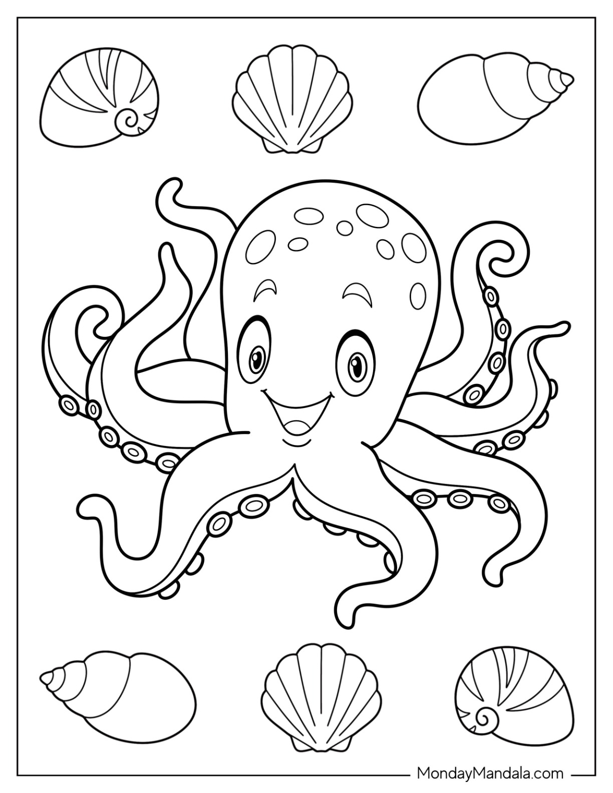 Octopus coloring pages free pdf printables