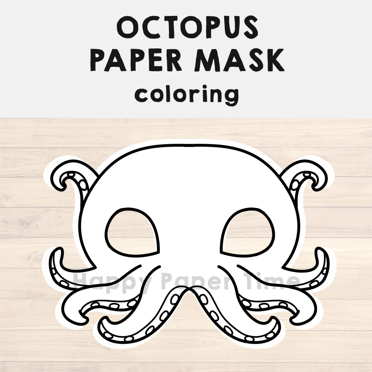 Octopus paper mask printable ocean sea animal coloring craft activity made by teachers