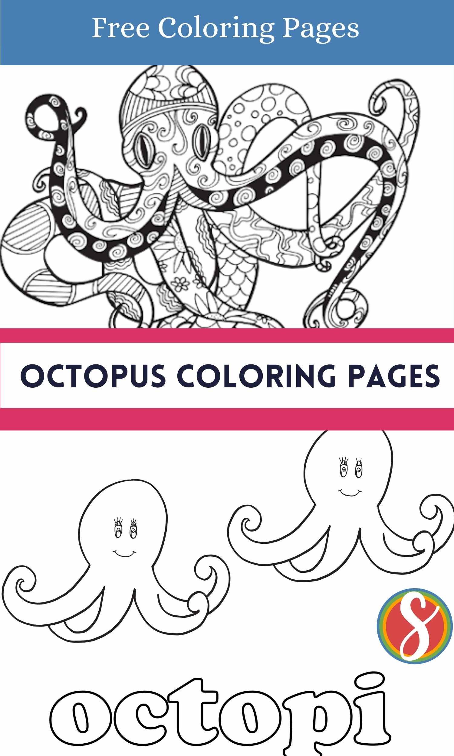 Free octopus coloring pages â stevie doodles