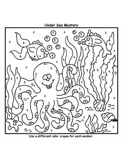 Octopus color by number coloring page